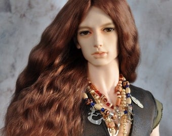 Long BJD Wig Angora goat - Spicy Chestnut 5-6" - 9-10"