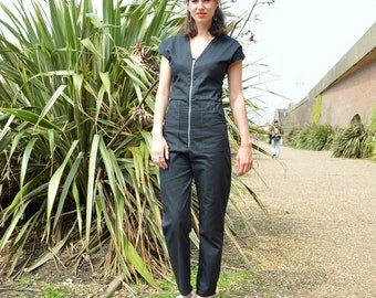 Handmade Utility Jumpsuit, Boilersuit, Workwear, Zip Fastening Made in 100% Organic Cotton