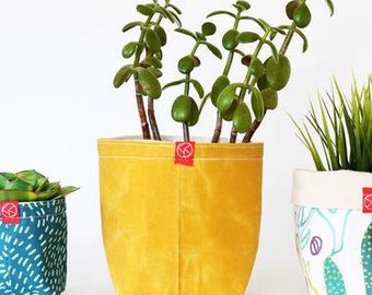 Waxed Canvas Fabric Bucket - Sunshine (multiple sizes avail.)