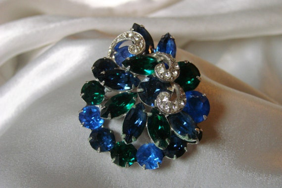 Eisenberg Rhinestone Floral Brooch / Designer Signed / by JoysShop