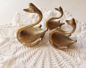 Set of Three Andrea by Sadek Brass Swans