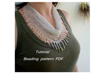 Beading pattern. Necklace - Kerchief. Beading Tutorial. Beading pattern PDF. Instant download.