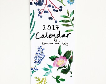 2017 Calendar, Wall Calendar, Wall Art, Paper Goods, Art Prints, 12 Month 2017 Calendar, Flower Print, Nature Print, Herbal Remedies,Flowers