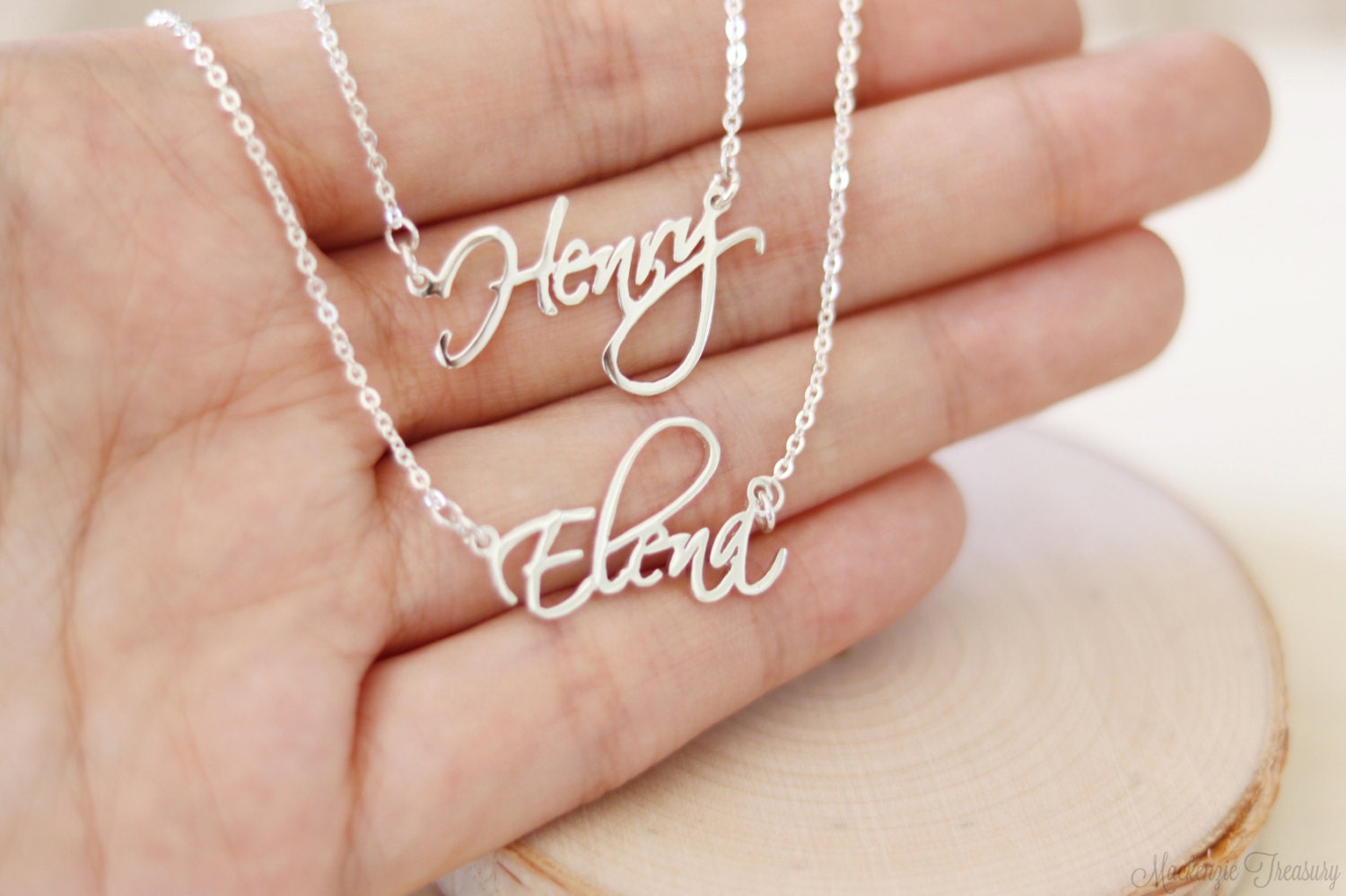 Two names necklace 2 names necklace double chain name