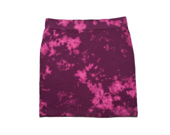 SALE - Vintage Raspberry Bleach-dyed Cotton Mini Skirt - Large