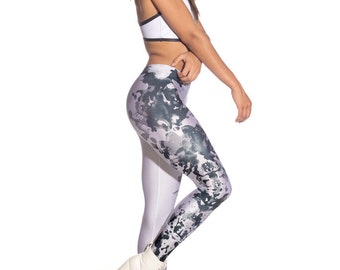 Rorschach's Mask Leggings, White Leggings, Gray Leggings, Abstract Print Leggings, Yoga Pants Women, Workout Pants, Fitness Pants, BADINKA