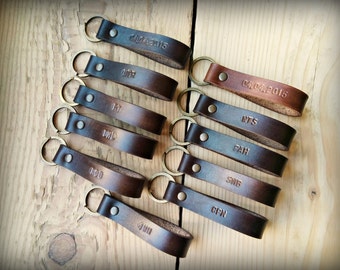 Personalized leather keychain, Graduation gift, Hand stamped personalized keychain