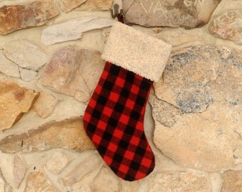 Buffalo Plaid Wool Christmas Stocking Personalized