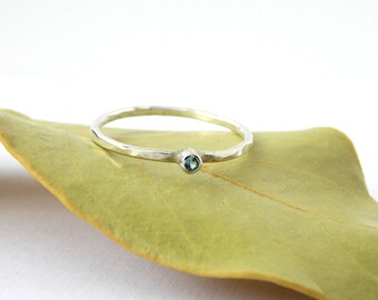 Tiny Hammered Birthstone Ring: sterling silver ring, dainty ring, tiny ring, small ring, birthstone ring, stacking ring, stackable ring