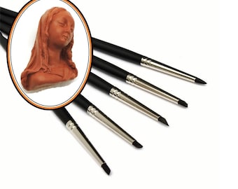 FIRM Black #0, Sculpting Tools, Polymer Clay Jewelry, Color Shapers, Silicone Brushes, Clay Modeling Tools, OOAK Doll Tools, Art Dolls, 5pcs