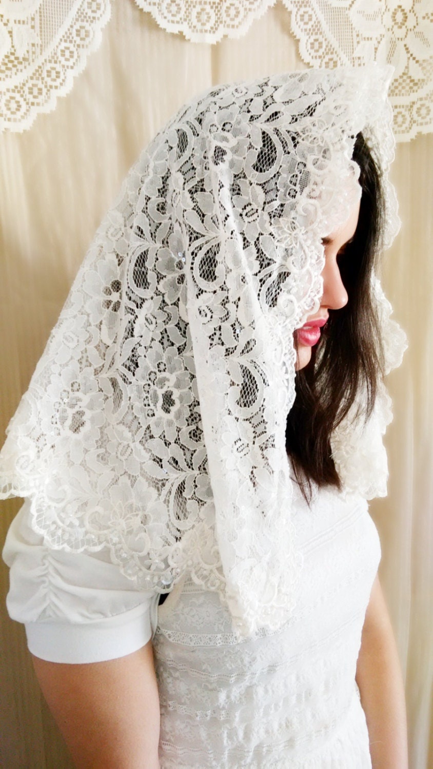 Creme Lace Chapel Veil Church Veil Veils Catholic Veil