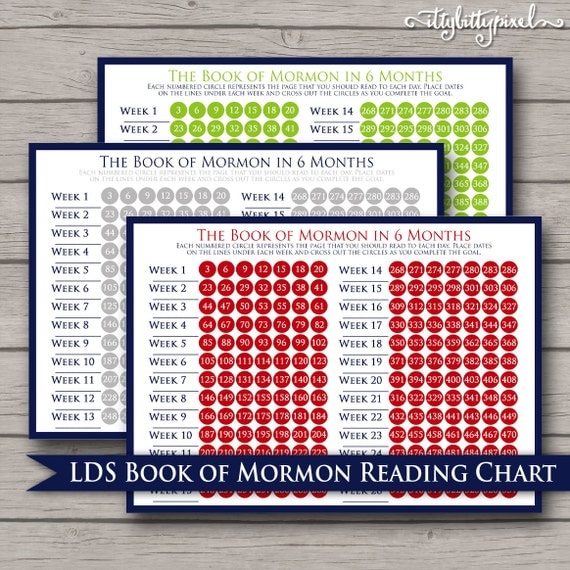 Book of Mormon Reading Chart LDS Young Mens Personal