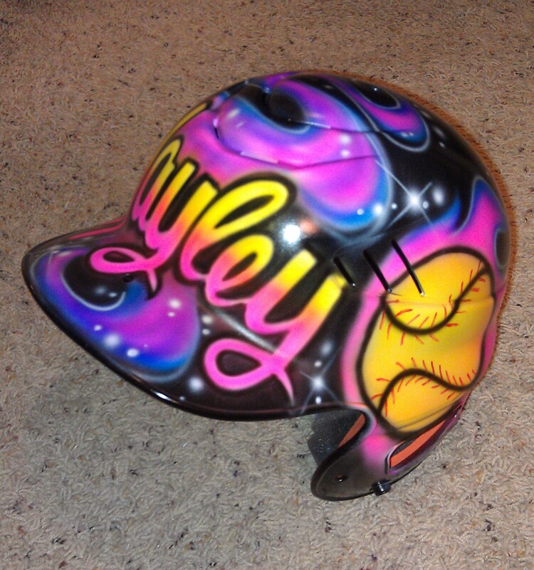  Airbrushed  Custom Softball  Batting  Helmet  With by TheDeQorator