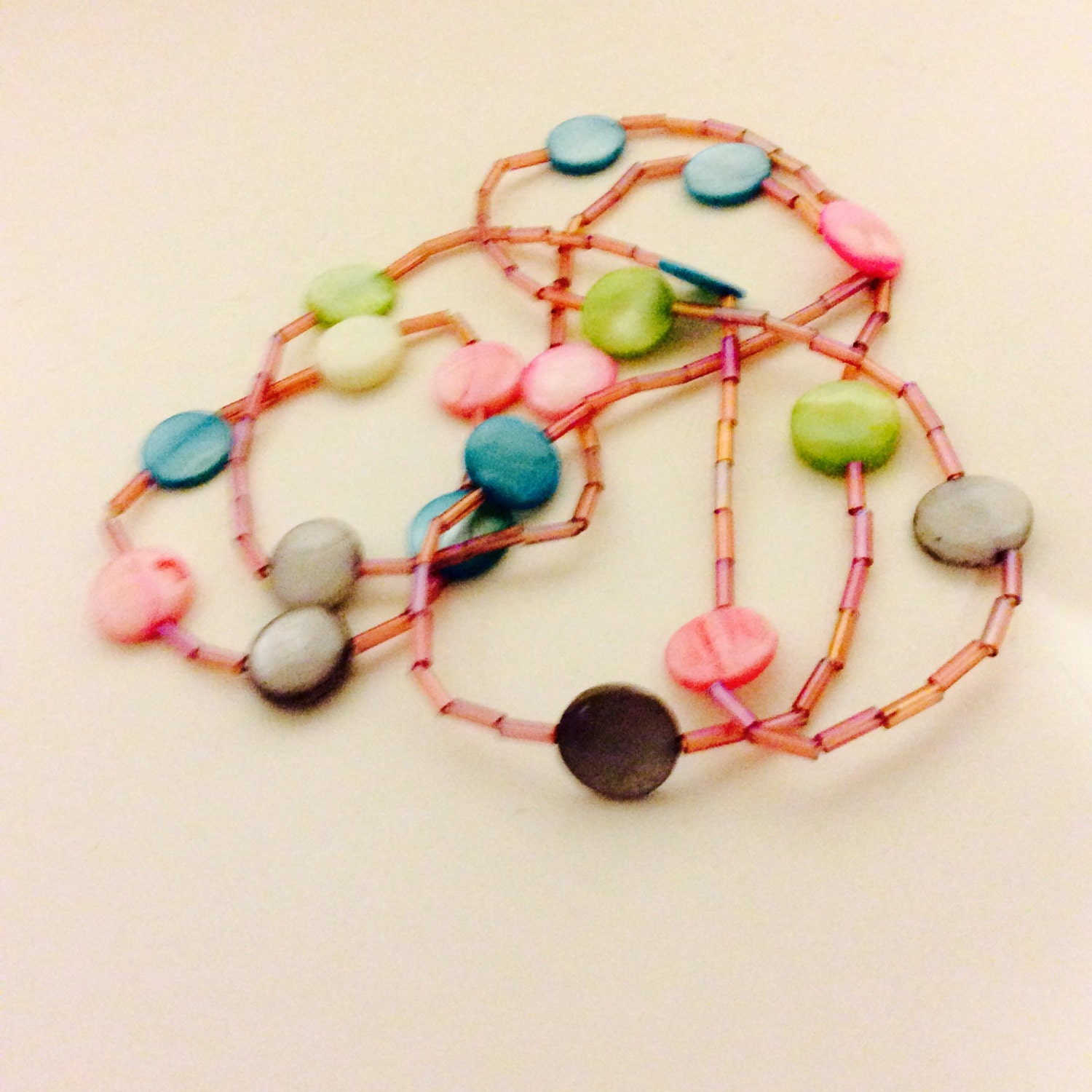 Jewelry set necklace bracelet pastel by JeriAielloartstore on Etsy