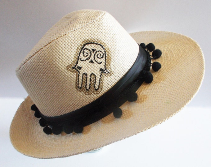 Here comes the sun! handpainted straw unisex fedoras fashion stylish trendy lifestyle unique wearable art in fashion accessory mademeathens