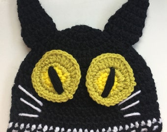 HALLOWEEN Hat TODDLER Cat Kitty Beanie Costume Kids Crochet Kitty Hat Knit Cat Costume