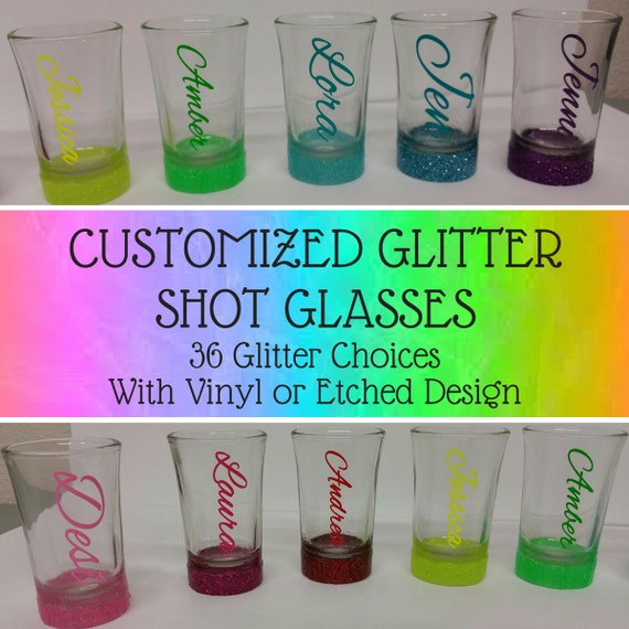 Custom Glitter Shot Glass/Personalized by LundtLetteringDesign