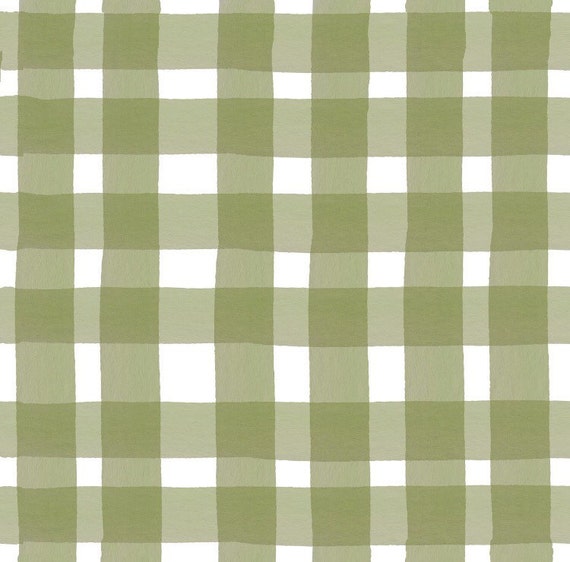 Items similar to Green checked fabric, green checked fabric, buffalo ...