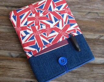 kindle case, Kindle paperwhite case, Kindle Voyage cover, Kobo Glo HD case, Kobo Touch case, Denim - Union Jack Flag - SALE