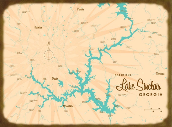 Lake Sinclair GA Map Wood Sign