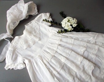 1800s Christening Gown Bonnet Antique French