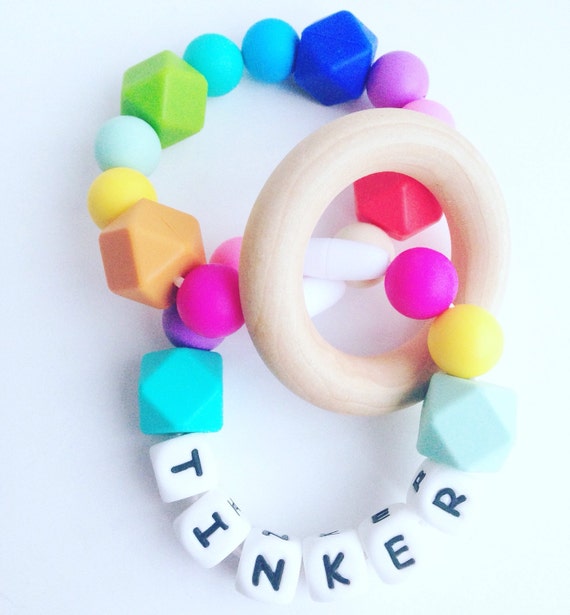 Personalized Double Ring Teether Silicone Teething Ring