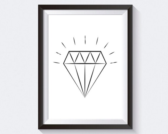 Diamond Bling Print Diamond Printable Diamond Drawing Black