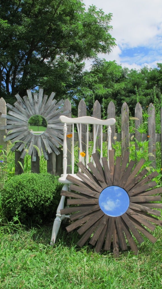 Reclaimed Wood Sunburst Mirror Farmhouse Mirror