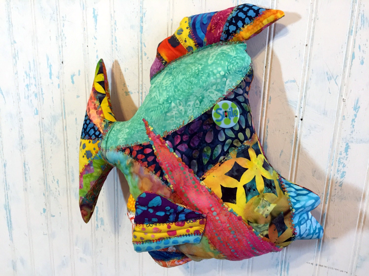 fish shaped pillow KiSsY FiSh pillow KF01116 x 17 by DamselDreams