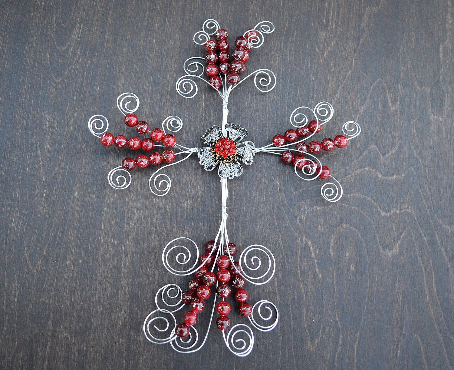 Unique wall crosses Copper Cross Ruby Brooch Decorative