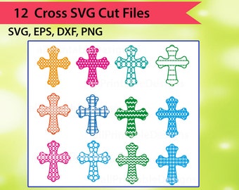 Cross SVG files, Patterned Christian Cross Svg, Christian Cross Svg Cut Files, Silhouette Cameo, Instant download, Digital Files