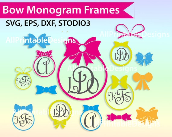 Download Bow SVG Bow Monogram Frames SVG Bow Monogram SVG Cut files