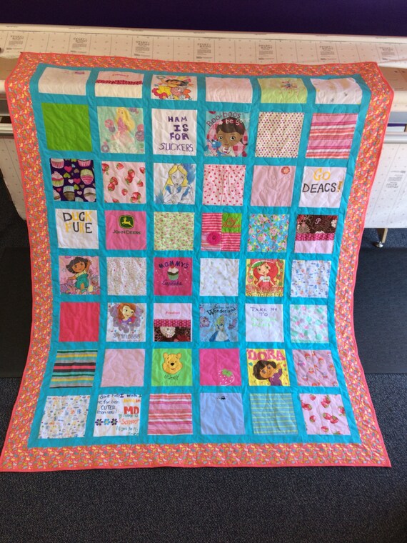 Custom Baby Clothes Quilt WITH SASHING Handmade by QuiltsbyBrandy