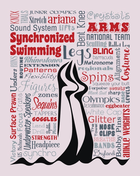 Synchronized Swimming / Word Art Typography / Wall Art / Home
