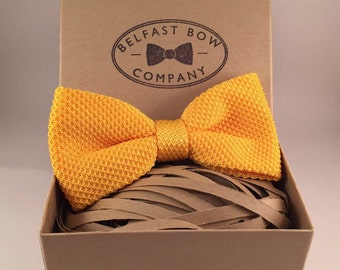 Handmade Knitted Bowtie in Yellow