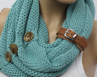 Scarf Knit Infinity Scarf, Womens Knit Winter Scarves, Womens Knit Infinity Scarf, Knit Scarves, Knit Infinity Scarves