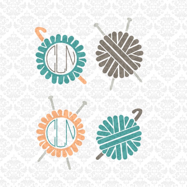 Download Knitting Knitter Crochet Crocheter Life Love Monogram Yarn Ball Craft SVG STUDIO Ai EPS Vector ...