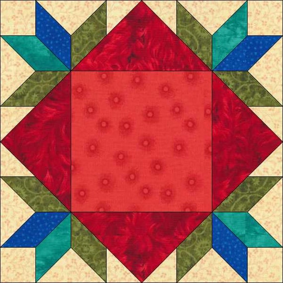 Flowers in the Window Block 6x6 Inch Geometric Pattern
