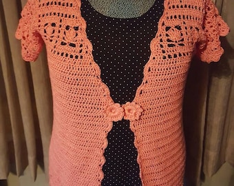 Crochet women's Small Short Sleeve Cardigan
