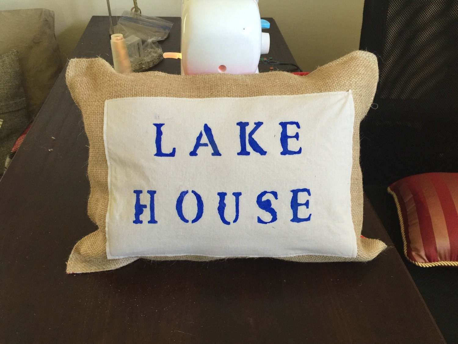 Lake House Decor Burlap Throw Pillow by SouthernCharm7414 on Etsy