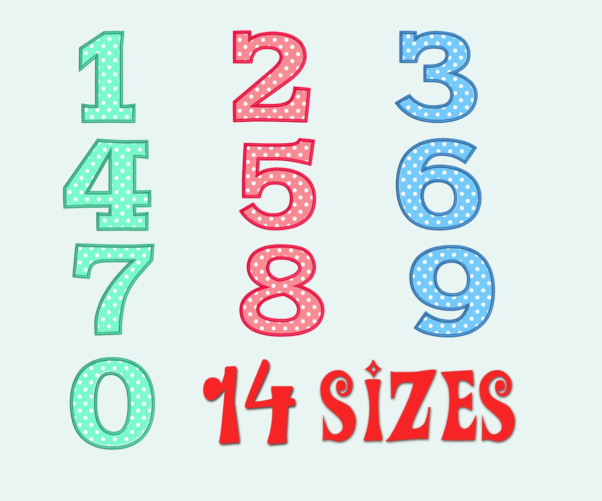 Numbers Applique Machine Embroidery Design 14 Sizes