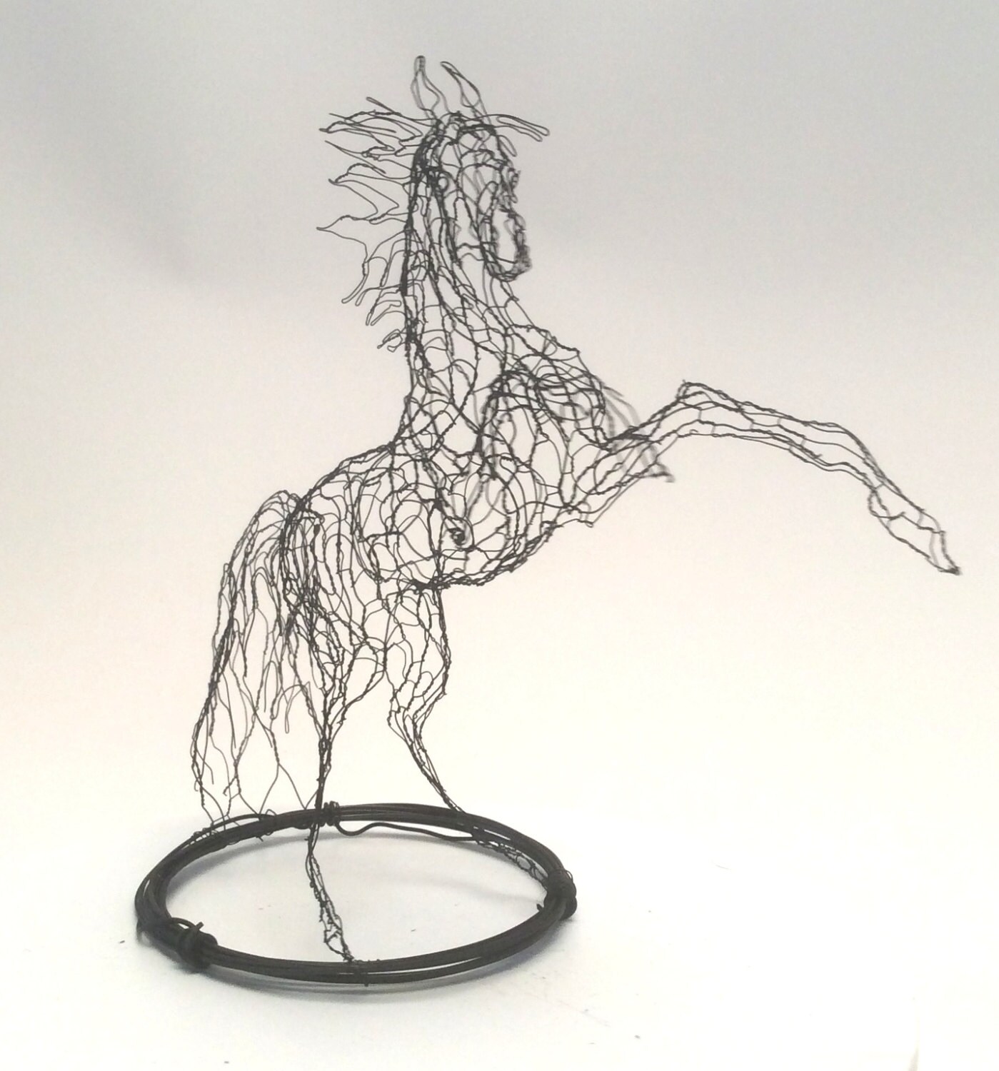 2D Small Wire Sculpture Horse on Stand by Elizabeth Berrien