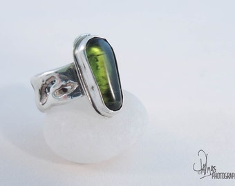Green Tourmaline Sterling Silver Ring