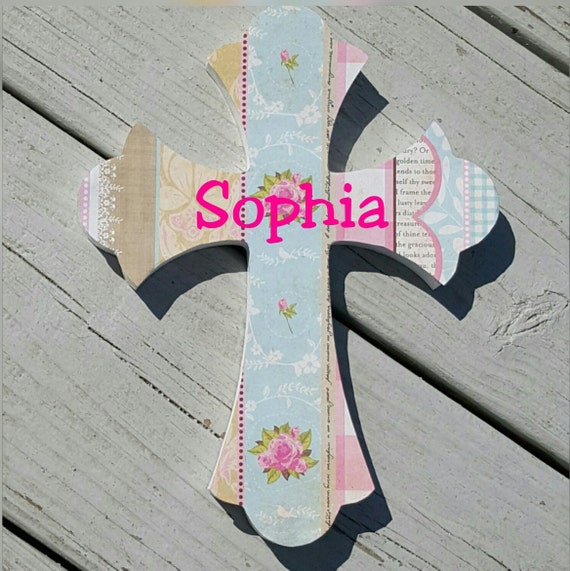 Baptism Cross Pink Baby Girl Personalized Crosses Baptism Gift