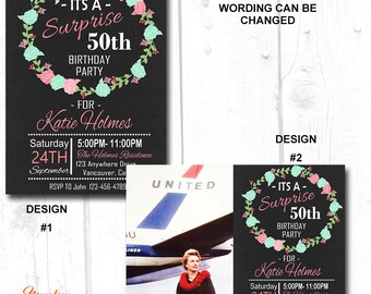 SURPRISE 50th BIRTHDAY Party INVITATION, surprise 50th birthday invitation, birthday invitations for adult, personalized adult Invitation