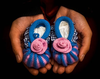 Tricot baby shoes, tricot baby socks