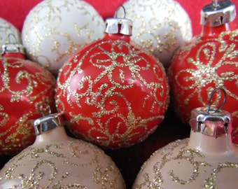Twelve Vintage Glass Christmas Ornaments