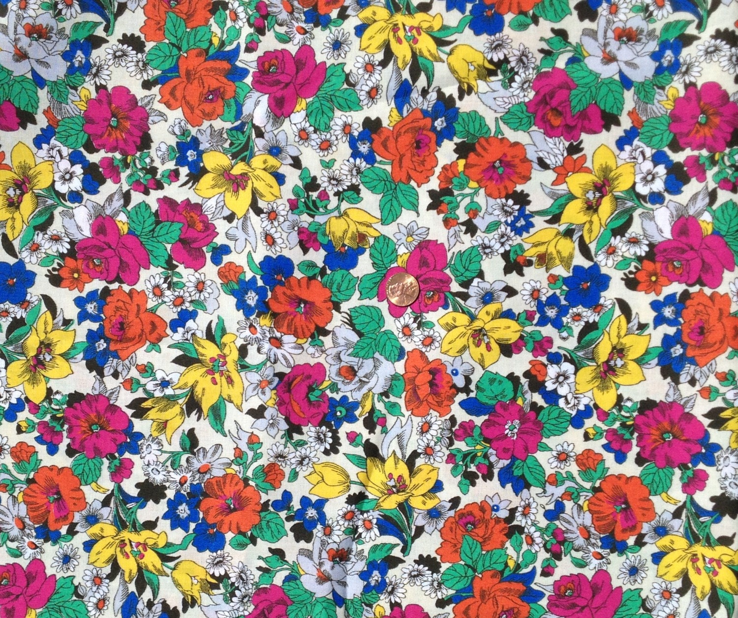 Pink, Yellow, Orange FLORAL Print ~ 100% Cotton Fabric for Crafts ...