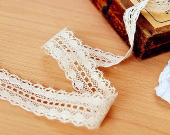 2 yards Cotton Lace Trim Beige Ribbon Trim for Wedding,Clothes Sewing Craft Scrapbooking 2.5cm r91