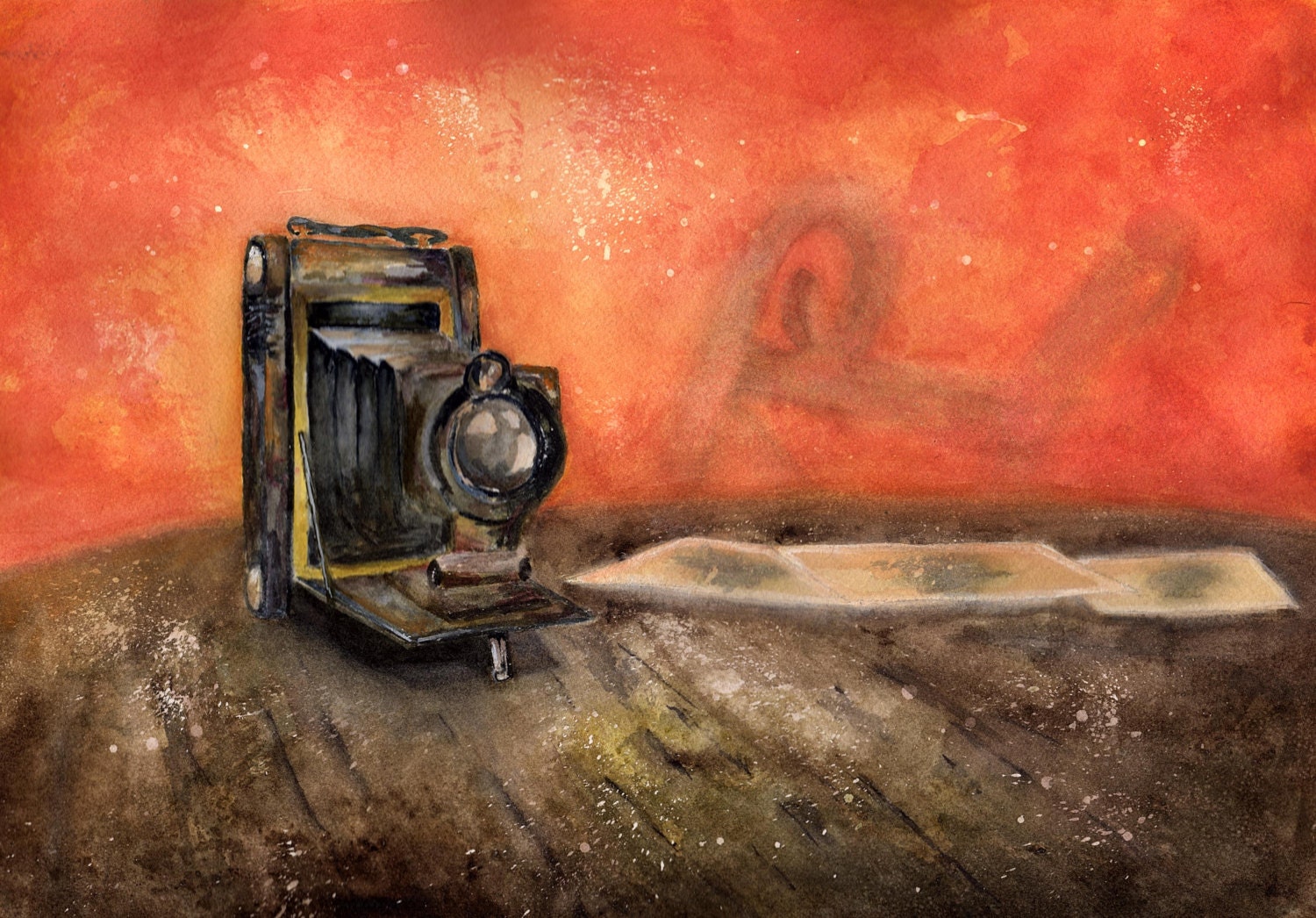 Olde Camera print from original watercolor painting industrial